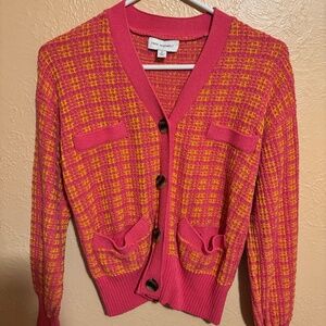 Free Assembly Women's Pink Orange Textured Cardigan Sweater